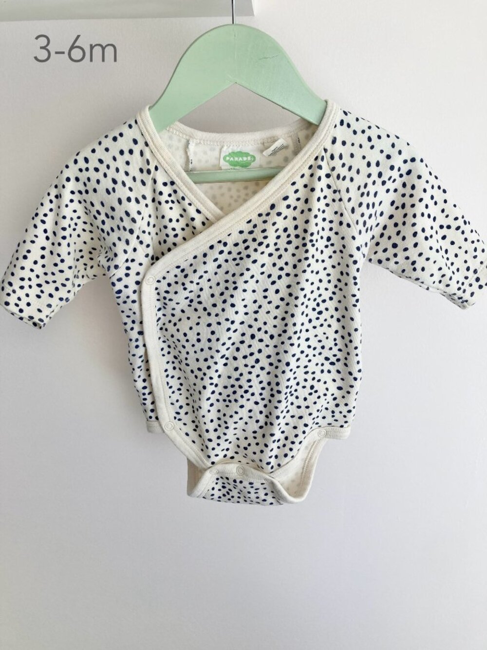 💙2/$25 Parade 3-6 Months Baby Kimono Style Polka Dot Long Sleeve Bodysuit